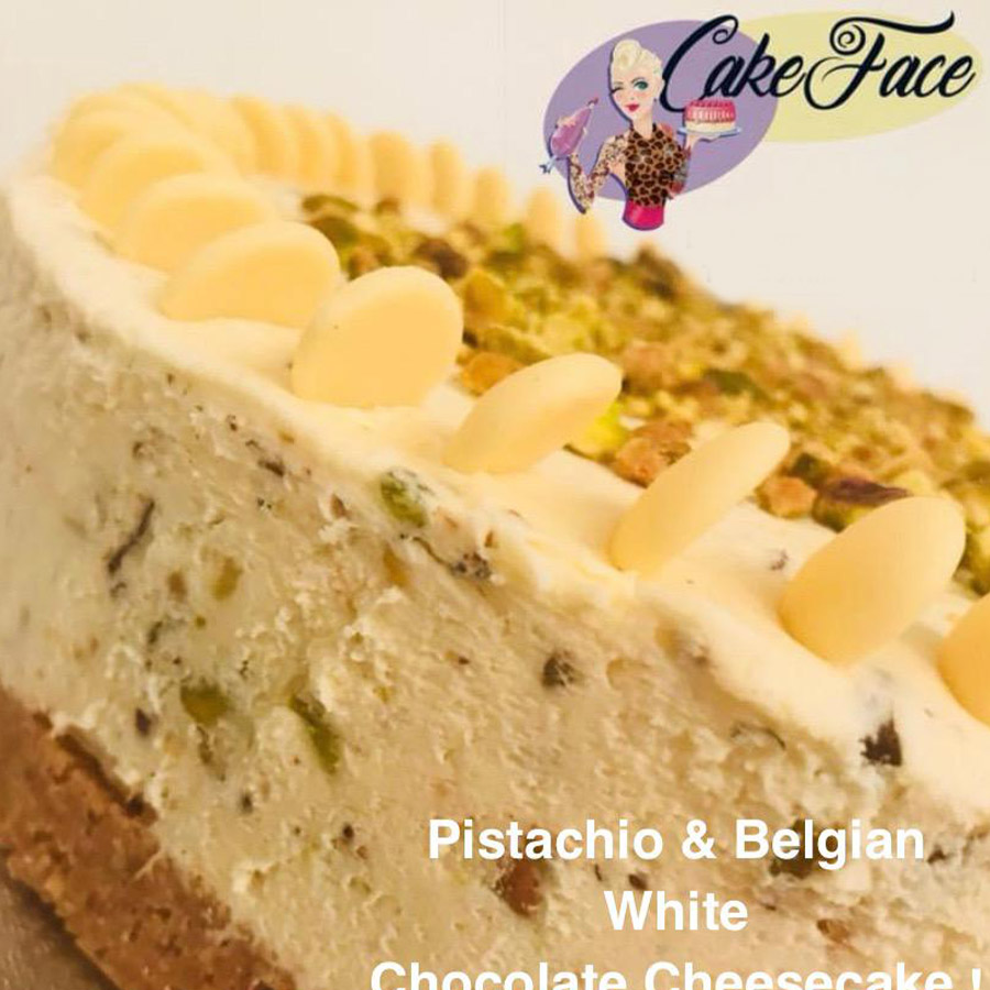 Pistachio and Belgian White Chocolate Cheesecake